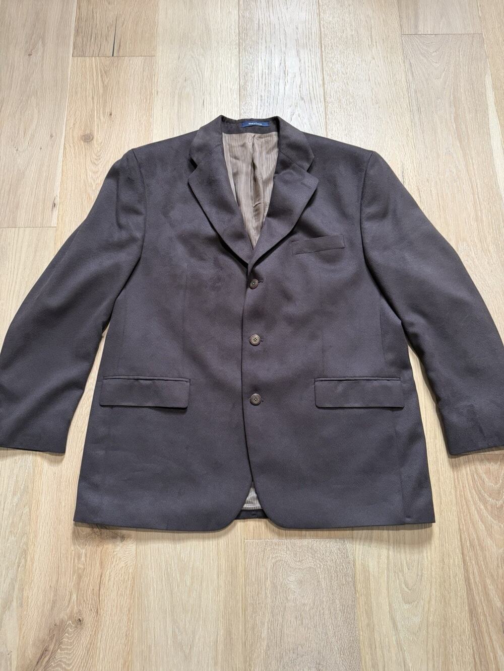 VTG Chaps Ralph Lauren Sport Coat Blazer Mens 44R Brown 3 Button Suit Jacket